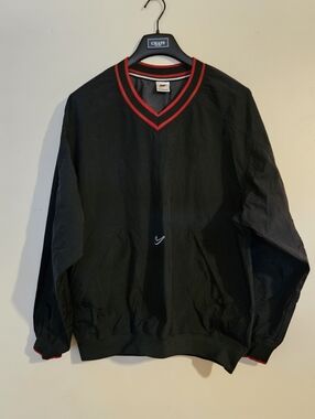 VINTAGE 90's NIKE OG POUCH POCKET (BLACK/ RED) WINDBREAKER PULLOVER JACKET L